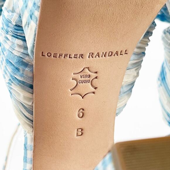 Loeffler Randall Blue Natalia Gingham Plaid Bow Platform Block Heel Sandal US 6 - Picture 12 of 12